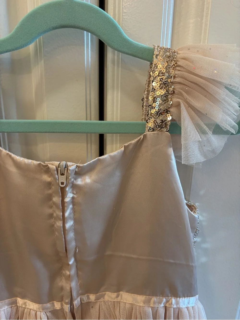 Popatu Sequin Bodice Tulle Dress - Blush Gold